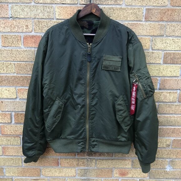 Alpha Industries MA-1 Reversible Sherpa Fleece Camo Jacket Large - Picture 2 of 15